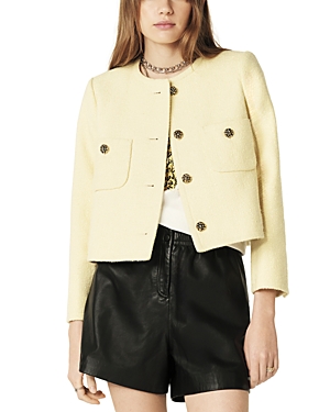 Ba&sh Meredith Cropped Boxy Jacket In Yellow