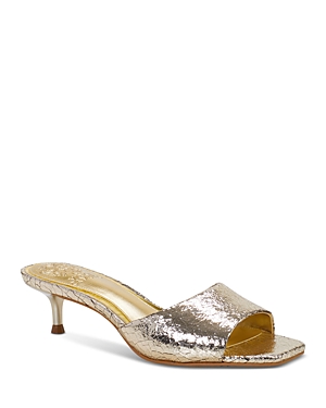 Shop Vince Camuto Women's Falza Slip On Kitten Heel Sandals In Gold