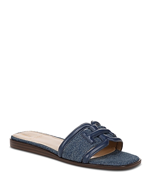Shop Sam Edelman Women's Irina Denim Slide Sandals In Blue Stone/hudson Blue