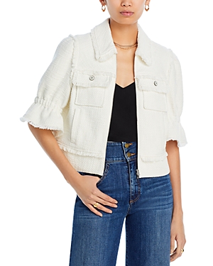 Shop Cinq À Sept Cinq A Sept Boucle Holly Short Sleeve Jacket In Gardenia