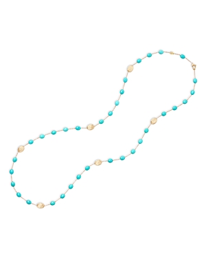 Shop Marco Bicego 18k Yellow Gold Siviglia Turquoise Long Statement Necklace, 36 In Blue/gold