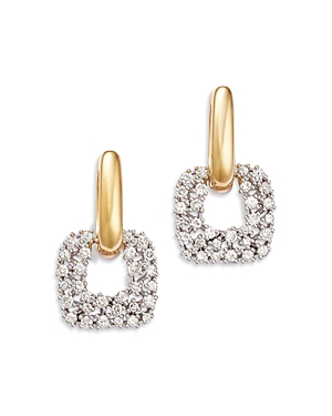Bloomingdale's Diamond Door Knocker Drop Earrings In 14k White & Yellow Gold, 0.95 Ct. T. W. In White/gold