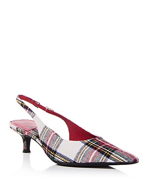Shop Jeffrey Campbell Women's Persona Slingback Pumps In Red White Plaid