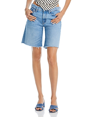 Shop Mother The Low Down Undercover Frayed Denim Shorts In Material Girl