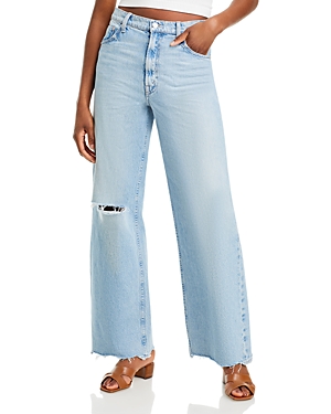 Shop Mother The Spinner Nerdy High Rise Wide Leg Jeans In We Bounced