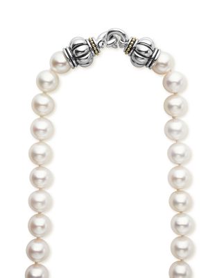 18K Yellow Gold & Sterling Silver Luna Cultured Freshwater Pearl Collar Necklace, 18"