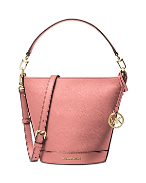 Shop Michael Kors Townsend Small Leather Convertible Bucket Crossbody In Sunset Rose