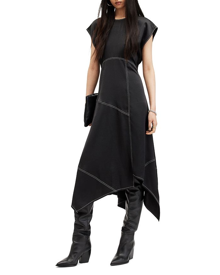 AllSaints Agnes Cap Sleeve Handkerchief Hem Dress