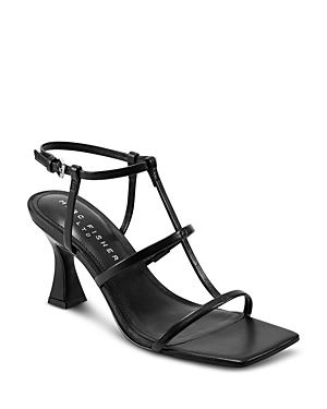 Marc Fisher Ltd Women's Dennie Square Toe Strappy Mid Heel Sandals In Black