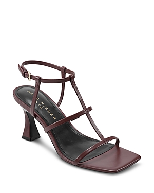 Marc Fisher Ltd Women's Dennie Square Toe Strappy Mid Heel Sandals In Dark Red