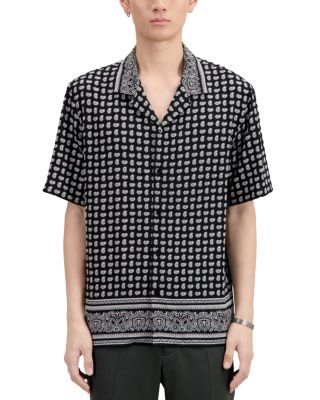 The Kooples - Paisley Print Straight Fit Short Sleeve Button Down Camp Shirt