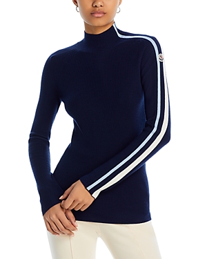 Shop Moncler Wool Turtleneck Sweater In Navy