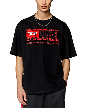 Shop Diesel T-boxt Cotton Logo Graphic Tee In Deep Black