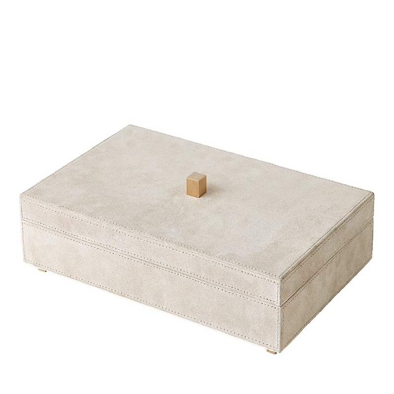 Global Views Posh Box Parchment Suede Large