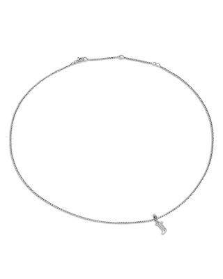 Pav&eacute; Initial Pendant Necklace in Sterling Silver with Diamond, 16"