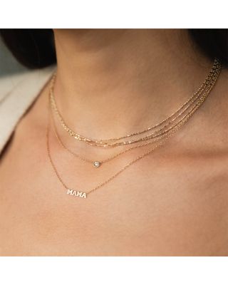 14K Yellow Gold Itty Bitty Mama Necklace, 16"