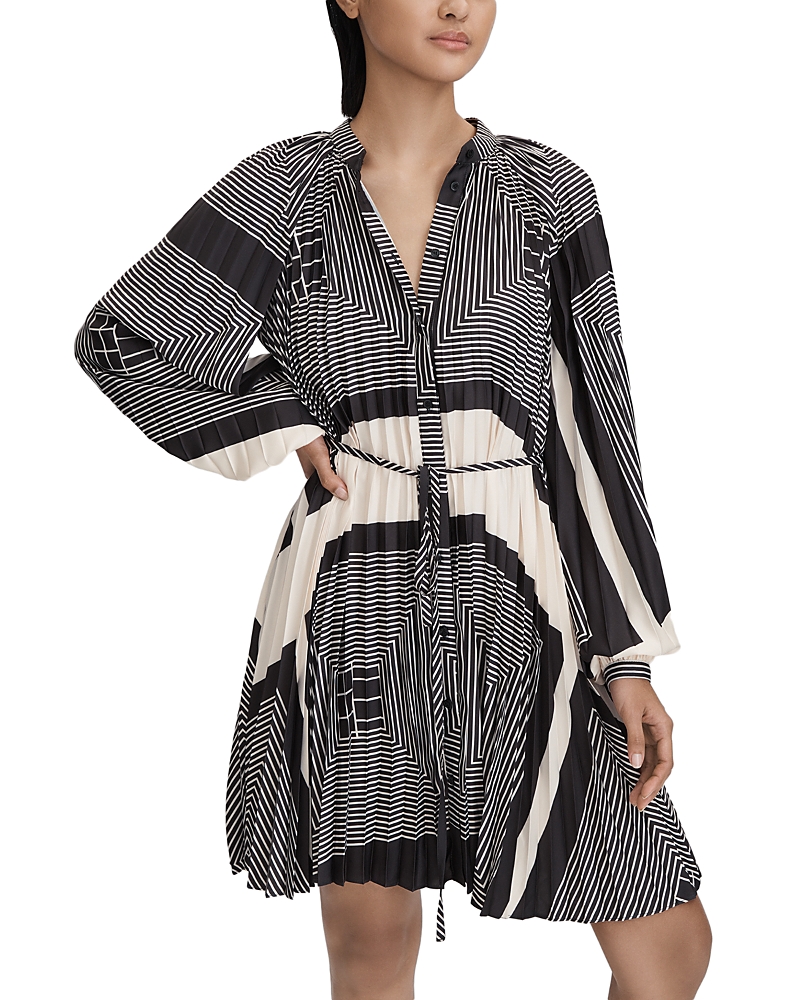 REISS BAY SPLICE PRINTED MINI DRESS