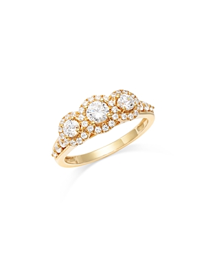 Shop Bloomingdale's Diamond Triple Halo Ring In 14k Yellow Gold, 1.0 Ct. T.w.