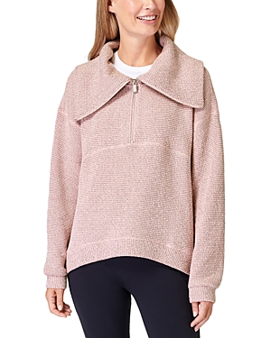 Sweaty Betty Restful Boucle Half Zip Sweatshirt In Soft Pink