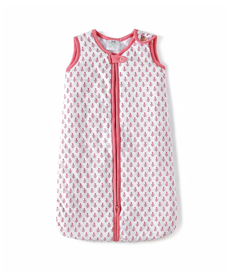 Malabar Baby Unisex Gots Certified Organic Cotton Quilted Lightweight Handmade Wearable Blanket - Baby In Pink City (pink White)