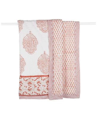 Unisex Handmade Block-Printed Cotton Crib Quilt - Baby, Little Kid, Big Kid