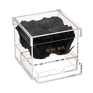 Shop Rose Box Nyc 4 Rose Jewelry Box In Black