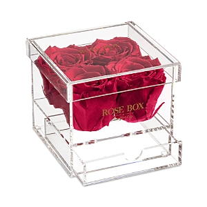 Shop Rose Box Nyc 4 Rose Jewelry Box In Ruby Pink