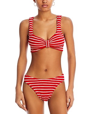 Shop Hunza G Bonnie Bikini Top & Bottoms Set In Red/white