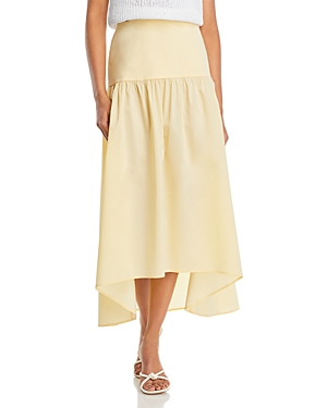 Misook High/low Maxi Skirt In Pale Gold
