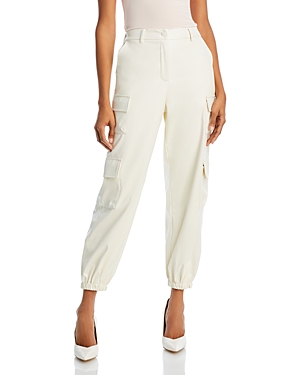 Aqua Faux Leather Cargo Trousers - 100% Exclusive In White