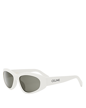 Shop Celine Monochroms Geometric Sunglasses, 57mm In White/gray Solid