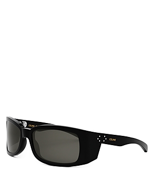 Shop Celine Bold 3 Dots Mask Sunglasses, 62mm In Black/gray Solid