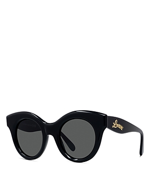 Shop Loewe Curvy Round Sunglasses, 49mm In Black/gray Solid
