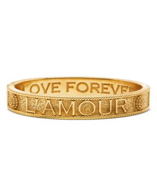 L'Amour Toujour Hinged Bangle Bracelet in 18K Gold Plated
