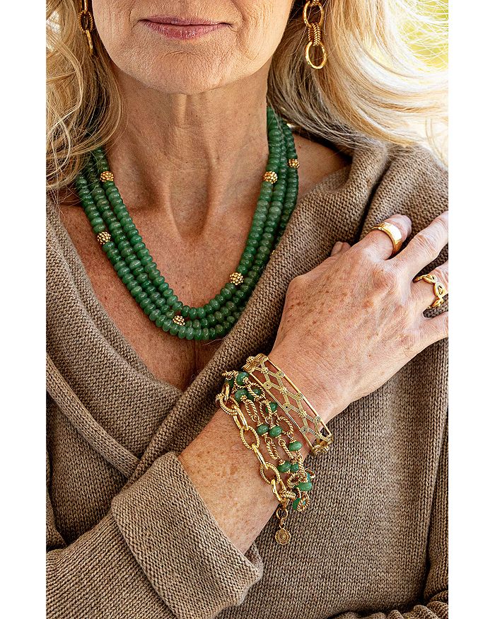 Shop Capucine De Wulf Berry & Jade Bead Triple Strand Necklace In 18k Gold Plated, 18 In Meadow Jade/gold