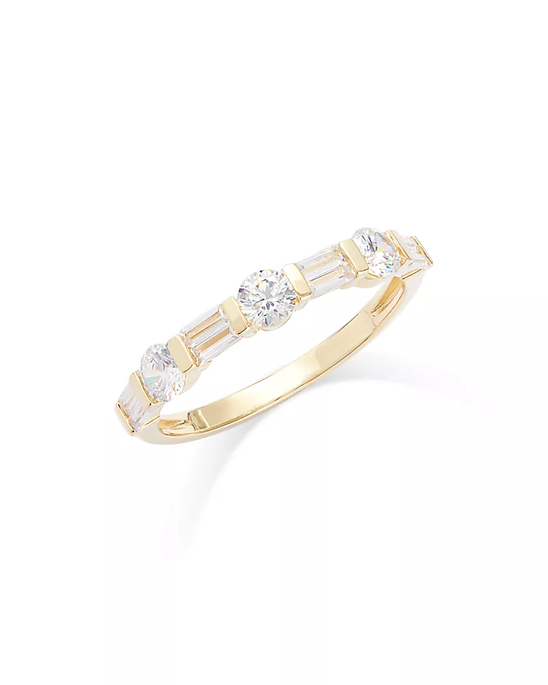 Bloomingdale's Fine Collection Diamond Round & Baguette Band in 14K Yellow Gold, 0.75 tcw