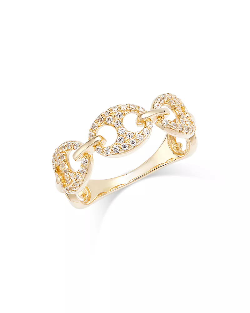 Bloomingdale's Fine Collection Diamond Pave Mariner Link Ring in 14K Yellow Gold, 0.30 tcw