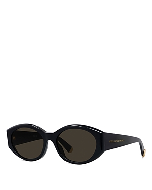 Shop Stella Mccartney Oval Sunglasses, 54mm In Black/brown Solid