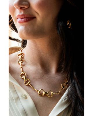 Equestrian Snaffle Bit Chain Necklace in 18K Gold Plated, 20"