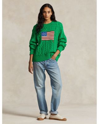 Ralph Lauren Intarsia Knit Flag Cable Sweater | Bloomingdale's