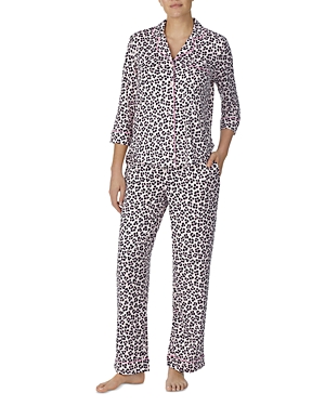 Shop Kate Spade New York Three Quarter Sleeve Llama Pajama Set In Pink Port
