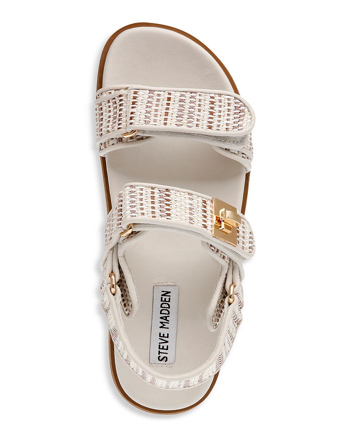 Shop Steve Madden Women's Mona Velcro Strap Flatform Sandals In Oatmeal Suede