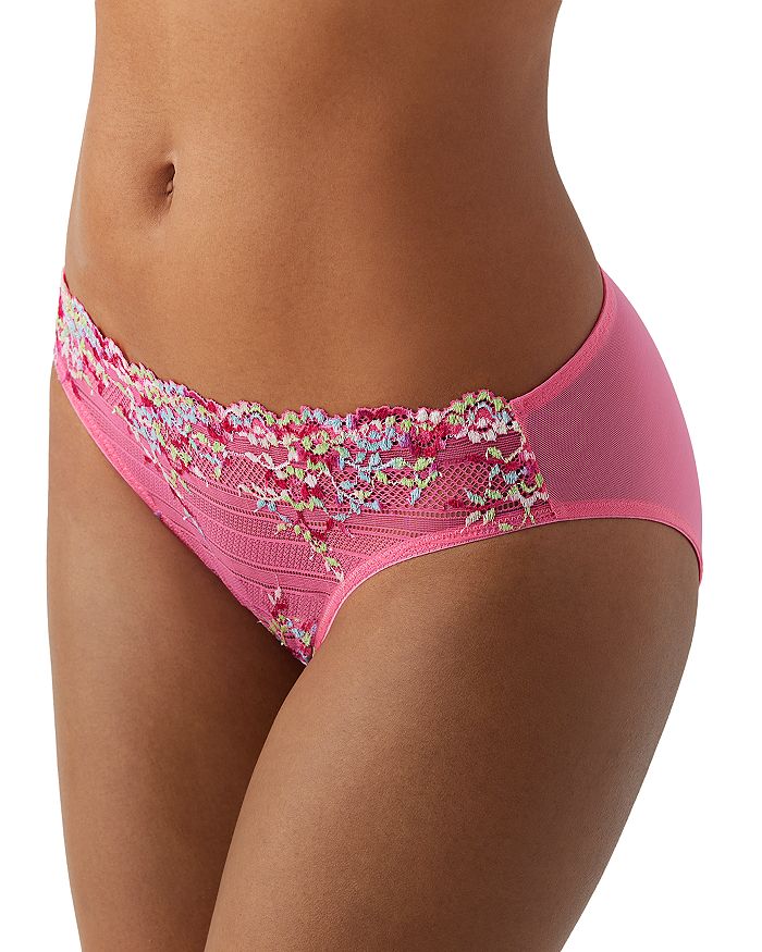 Shop Wacoal Embrace Lace Bikini In Hot Pink/multi