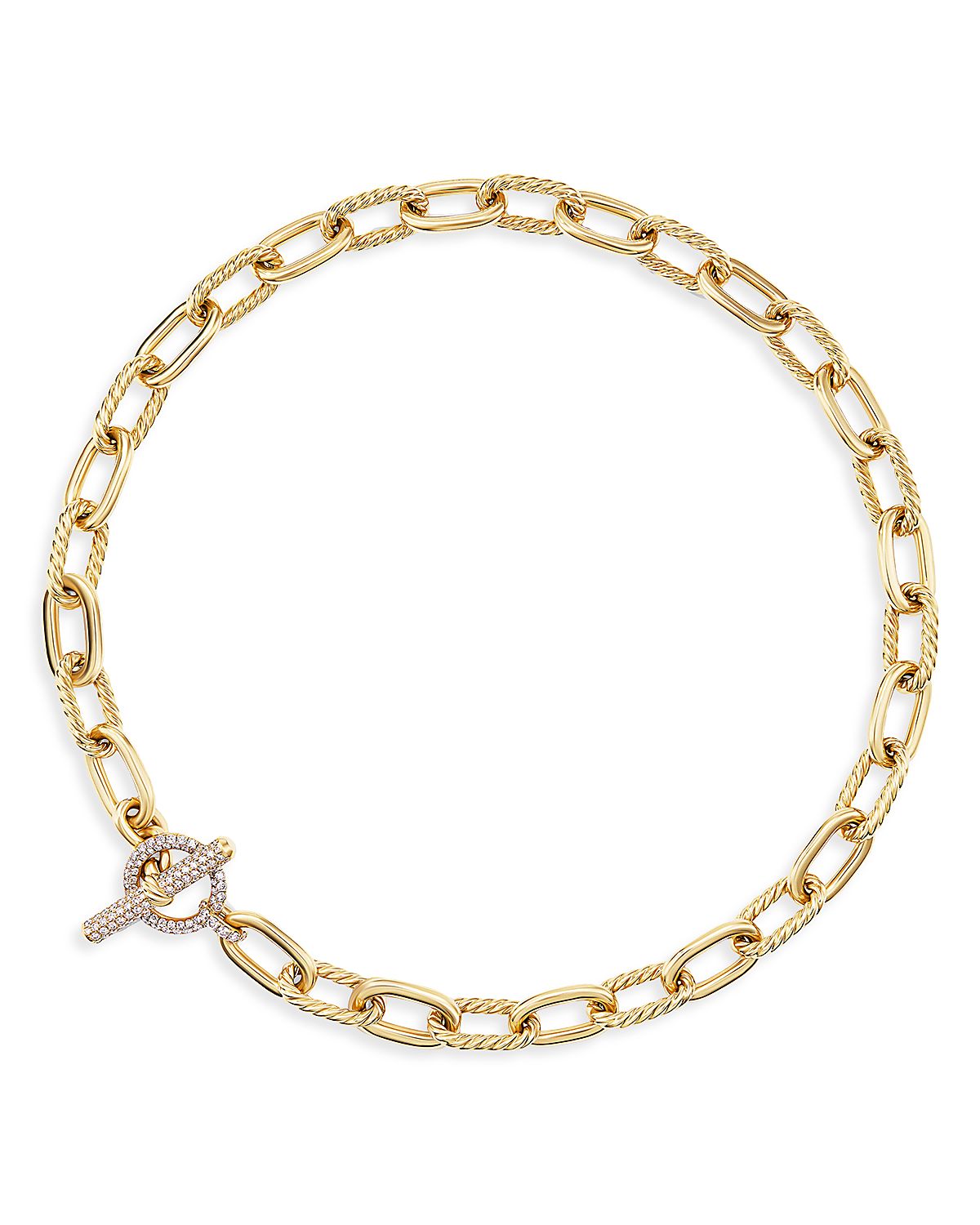 David Yurman 18K Yellow Gold Dy Madison Diamond Chain Link Necklace