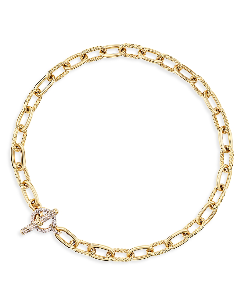 David Yurman 18K Yellow Gold Dy Madison Diamond Chain Link Necklace, 18