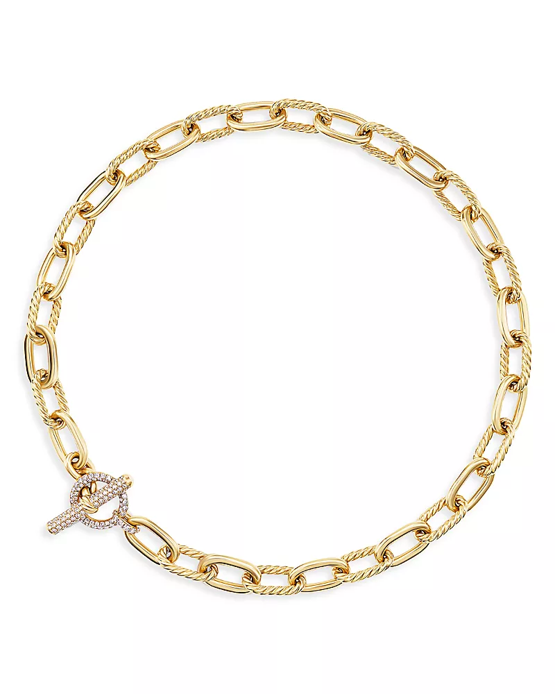David Yurman 18K Yellow Gold Dy Madison Diamond Chain Link Necklace, 18