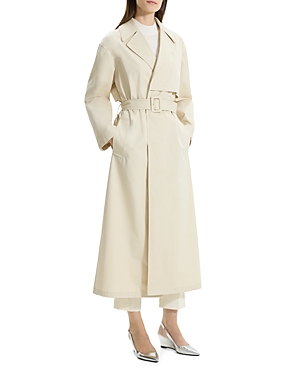 Shop Theory Cotton Blend Long Trench Coat In Sand