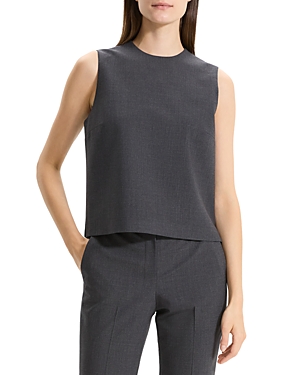 Shop Theory Admiral Wool Blend Sleeveless Top In Charcoal Melange