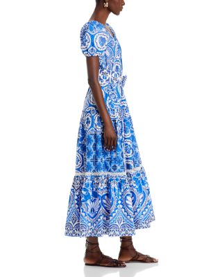 knee length dresses for ladies Blue Tile Dream Sleeveless Maxi Dress  FARM Rio