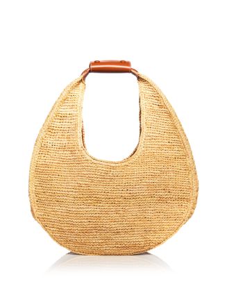 トートバッグ STAUD Moon Handbag - Staud - Raphia - Multi MOON RAFFIA BAG JUNGLE STRIPE RAFFIA
